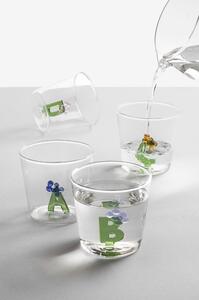 Ichendorf Bicchiere in vetro tumbler con alfabeto fiorito lettera "Q" GreenWood Vetro Verde
