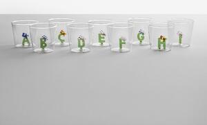 Ichendorf Bicchiere in vetro tumbler con alfabeto fiorito lettera "I" GreenWood Vetro Verde