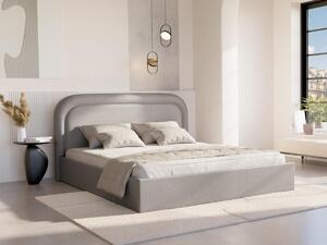 Letto con contenitore 160 x 200 cm Tessuto chiné Grigio - FIREZA