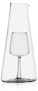 Ichendorf Caraffa in vetro per vino piccola con decorazione calice all'interno InBottiglia Vetro Trasparente