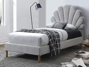 Letto conchiglia 90 x 190 cm Velluto Grigio + Materasso - MONICA