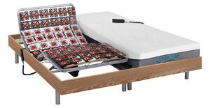 Set da relax sole sospensioni memory foam HESIODE III di YSMÉE - motori OKIN - quercia naturale - 2 x 80 x 200 cm