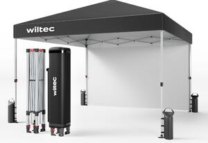 Gazebo pieghevole Wiltec 3 x 3 m grigio con ruote, gazebo pieghevole con tecnologia "One Push", gazebo da giardino con protezione UV 50+, gazebo per campeggio