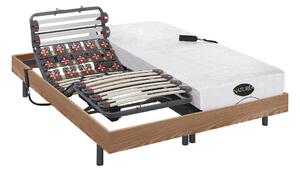 Letto relax elettrico doghe e sospensioni 2 x 90 x 200 cm materasso memory e bambù Rovere DAMYSOS di NATUREA con motori OKIN