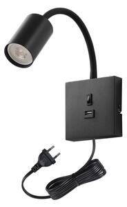 Immax NEO 08295L - Lampada da parete con USB PUNTO 1xGU10/9W/230V nero