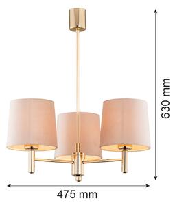 Argon 6109 - Lampadario su palo PONTE 3xE27/15W/230V beige