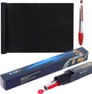 Teglia da forno grigia, 180 x 40 cm, foglio da forno riutilizzabile, teflon, rivestimento antiaderente, nero