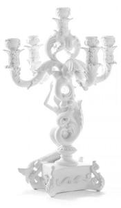 Seletti Candeliere da tavolo con 5 bracci dal design moderno Burlesque Resina Bianco