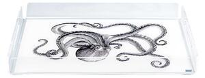 Vesta Vassoio rettangolare grande in plexiglass con incisione "Octopus" Like Water Plexiglass Trasparente Vassoi di Design,Vassoi Moderni
