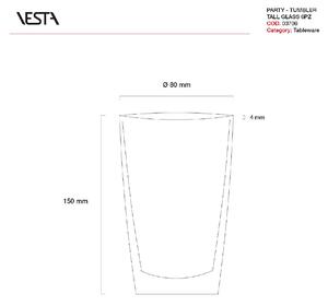 Vesta Set 6pz Tumbler di bicchieri alti Party ABS Multicolore