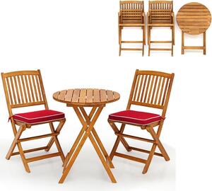 KOMFOTTEU Set da balcone in 3 pezzi, set da balcone pieghevole, set da giardino con 1 tavolo e 2 sedie, set da salotto con 2 cuscini, set da bistrot