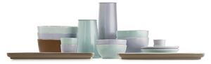 Alessi Set di 4 pezzi piatti piani in ceramica stoneware dalle linee moderne Tonale Ceramica Stoneware Bianco Piatti Piani
