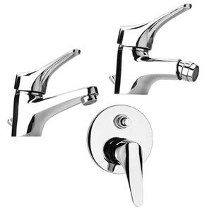 Set miscelatori lavabo + bidet + incasso doccia con deviatore Piralla Ariel cromato con PILETTA INCLUSA