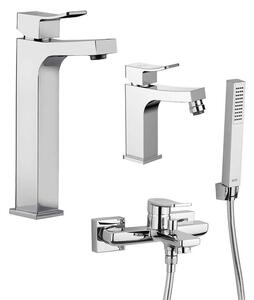 Miscelatore lavabo alto + bidet + gruppo vasca Jacuzzi | rubinetteria Tank ottone cromato per piletta click clack