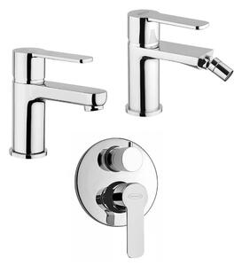 Set miscelatori lavabo + bidet + incasso doccia con deviatore Jacuzzi | rubinetteria Eolo ottone cromato per piletta click clack