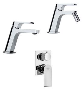 Set miscelatori lavabo bidet e incasso doccia con deviatore Jacuzzi | rubinetteria Twilight ottone cromato per piletta di scarico clic clac