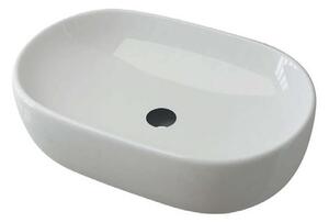 Lavabo da appoggio ovale ceramica bianco lucido 60 cm