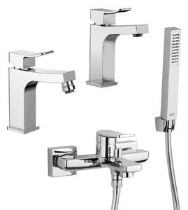 Set miscelatori lavabo + bidet + gruppo vasca Jacuzzi | rubinetteria Tank ottone cromato per piletta click clack