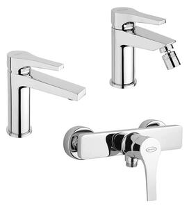 Set miscelatori lavabo + bidet + esterno doccia Jacuzzi | rubinetteria Moonlight ottone cromato per piletta click clack