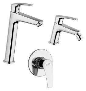 Miscelatori in set Lucente Jacuzzi | Rubinetteria incasso doccia lavabo alto e bidet per piletta click clack