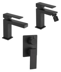 Set miscelatori Jacuzzi Rubinetteria nero opaco lavabo bidet e doccia incasso con deviatore serie Twinkle