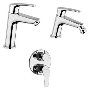 Set miscelatori Jacuzzi | Rubinetteria lavabo medio e bidet per piletta click clack con doccia incasso con deviatore due uscite Lucente
