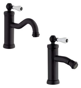 Coppia rubinetti serie Tosca lavabo e bidet Jacuzzi Rubinetteria nero opaco per piletta click clack