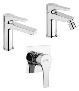 Set miscelatori lavabo + bidet + incasso doccia Jacuzzi | rubinetteria Moonlight ottone cromato per piletta click clack