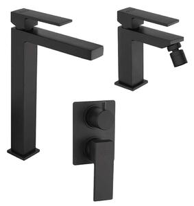 Set miscelatori Lavabo alto bidet e doccia incassocon deviatore nero opaco Jacuzzi Rubinetteria