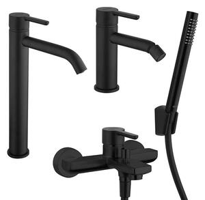 Miscelatori lavabo alto bidet e gruppo vasca Jacuzzi | rubinetteria Sunset ottone nero per piletta click clack