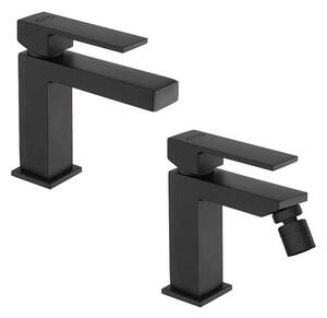 Coppia miscelatori lavabo e bidet nero opaco serie Twinkle di Jacuzzi Rubinetteria per piletta click clack