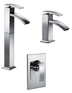 Set miscelatori lavabo alto + bidet + incasso doccia Jacuzzi | rubinetteria Glint ottone cromato