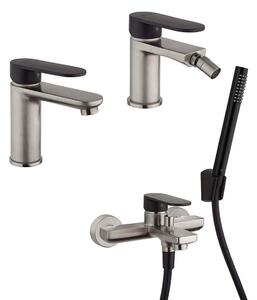 Set rubinetti lavabo bidet e gruppo vasca Jacuzzi Rubinetteria nichel e nero opaco