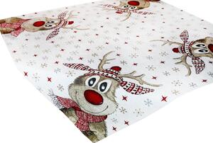 Tovaglia natalizia in ciniglia con allegro motivo renne 90x90 cm Chenille IT031