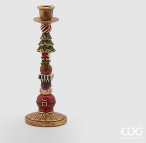 EDG - Enzo de Gasperi Decorazione natalizia portacandela basso con figure natalizie Resina Multicolore
