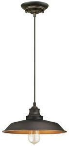 Lampada a sospensione a una luce Iron Hill bronzo oliato