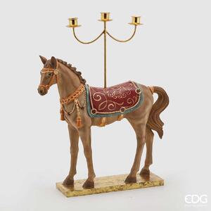 EDG - Enzo de Gasperi Decorazione natalizia Portacandele con cavallo Resina Marrone