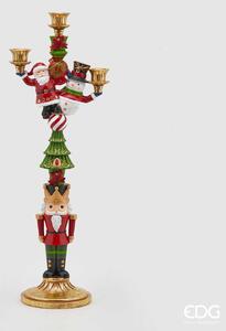 EDG - Enzo de Gasperi Decorazione natalizia Portacandela con babbo natale 3 fuochi Multicolore