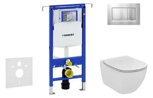 Geberit Duofix - Modulo di installazione per WC sospesi con placca di comando Sigma30, cromo opaco/cromo + WC e copriwater, Aquablade, SoftClose, Ideal Standard Tesi 111.355.00.5 NU7
