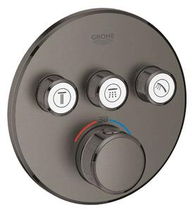 Grohe Grohtherm SmartControl - Miscelatore doccia termostatico ad incasso, 3 utenze, Hard Graphite spazzolata 29121AL0