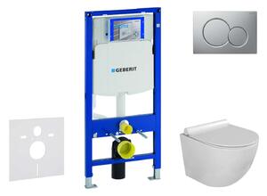 Geberit Duofix - Set con modulo di installazione, vaso WC Gaia e copriwater softclose, placca di comando Sigma01, cromo opaco smaltato SANI11CA1117