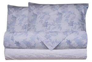 Completo letto lenzuola federe letto stampa fantasia 100% cotone Made in Italy GIGLI AZZURRO - MATRIMONIALE