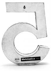 Seletti Decorazione da parete in metallo dal design moderno con lettera "5" Metalvetica Metallo Metallo Silver