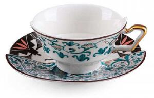 Seletti Tazza da tè con piattino in porcellana dal design moderno "Aspero" Hybrid Porcellana