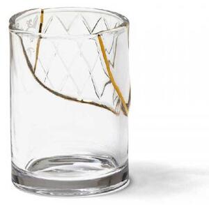 Seletti Bicchiere per acqua in vetro e oro dal design moderno "n2" Kintsugi Vetro