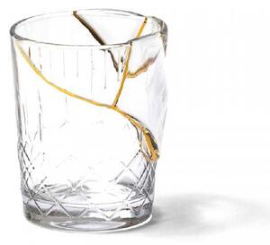 Seletti Bicchiere per acqua in vetro e oro dal design moderno "n1" Kintsugi Vetro