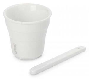 Seletti Set 2 tazze da caffe con cucchiaini e vassoio in porcellana dal design moderno Estetico Quotidiano Porcellana Bianco