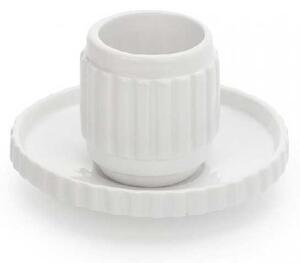 Seletti Set da caffè 3 tazze con piattino interamente in porcellana dal design moderno Machine Collection Porcellana Bianco