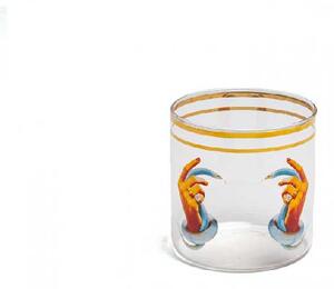 Seletti Bicchiere per acqua in vetro dal design moderno Mani con Serpenti Vetro Trasparente
