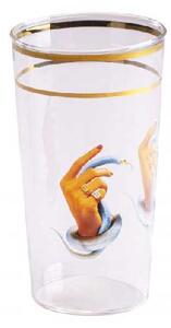 Seletti Bicchiere da Cocktail in vetro e oro dal design moderno Mani con Serpenti Vetro Trasparente